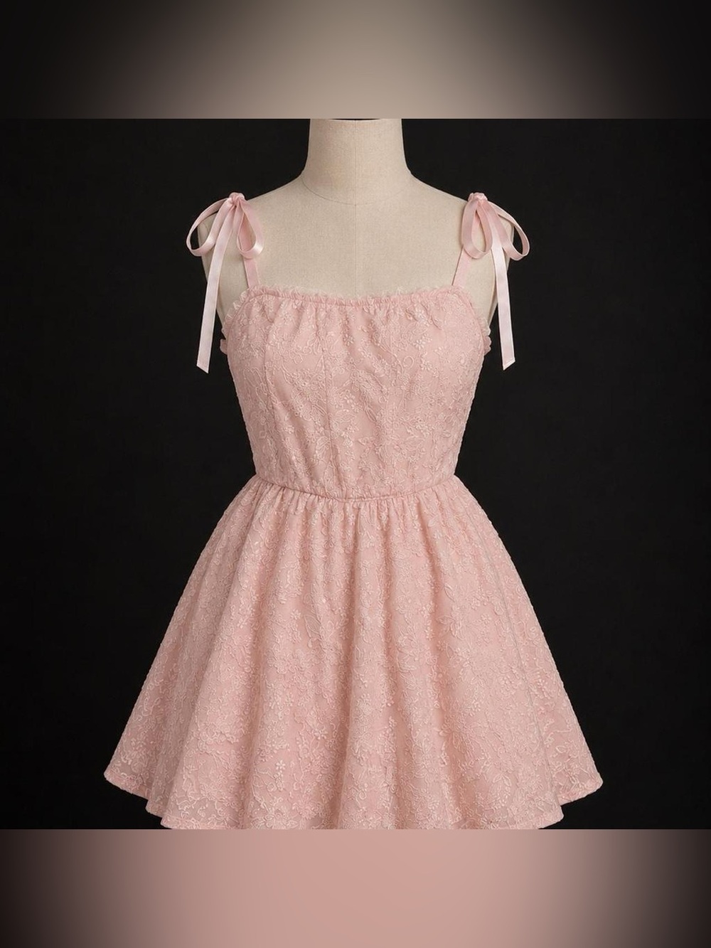Girls Pink Lace Tie-Shoulder Party Dress